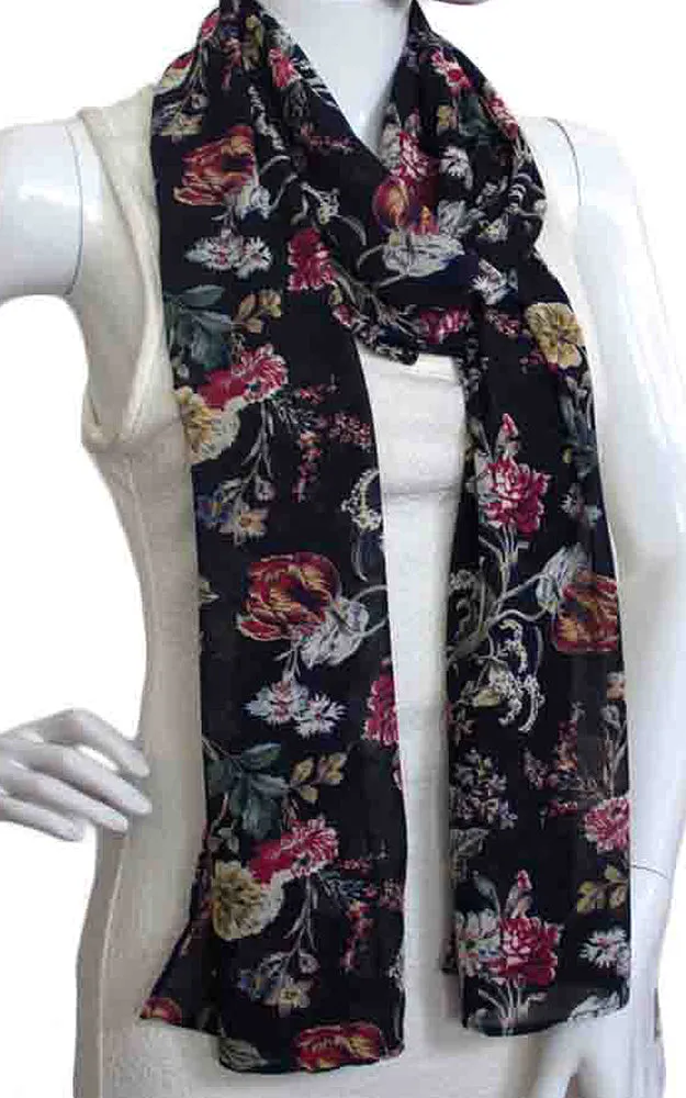Floral Chiffon Scarf