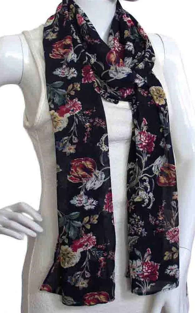 Floral Chiffon Scarf