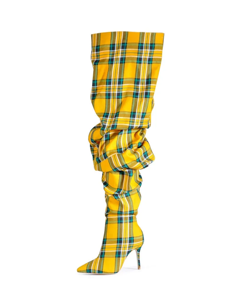 Yellow Plaid Boots